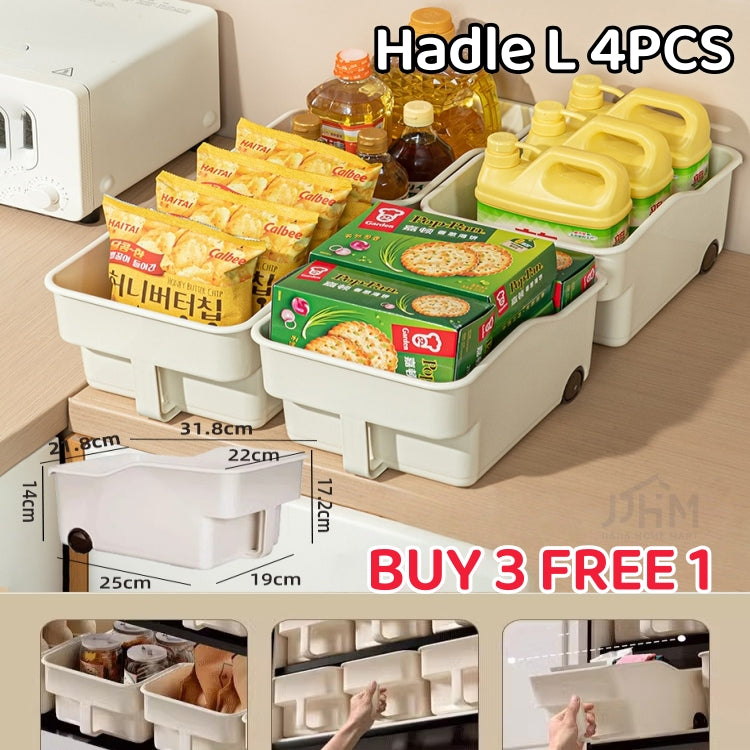 [BUY 3 FREE 1]Japanese kitchen storage box sundries cabinet organize pots and pans seasonings pot lid rack sink basket with rollers