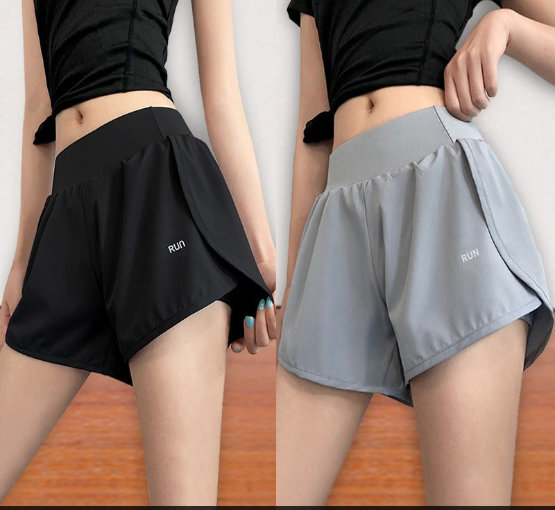 Women's Sports Shorts Quick-Drying Anti-Exposure Loose Large Size Casual Yoga Pants Running Breathable Fitness Pants High Waist Summer