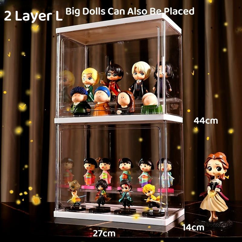 Doll Toy Display Storage Box Wall-Mounted Magnetic Transparent Dustproof Cabinet Organizer Display Case