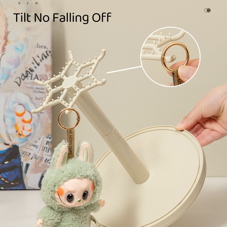 （NDD SG STOCK ) 360°Rotating Labbubu Display Case Rotating Transparent labubu Plush Doll Figurine Blind Box Storage Display Stand Source manufacturer Hanging Organizer Rack for POPMART