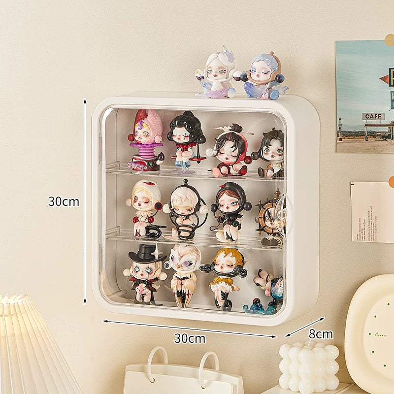 Doll Toy Display Storage Box Wall-Mounted Magnetic Transparent Dustproof Cabinet Organizer Display Case