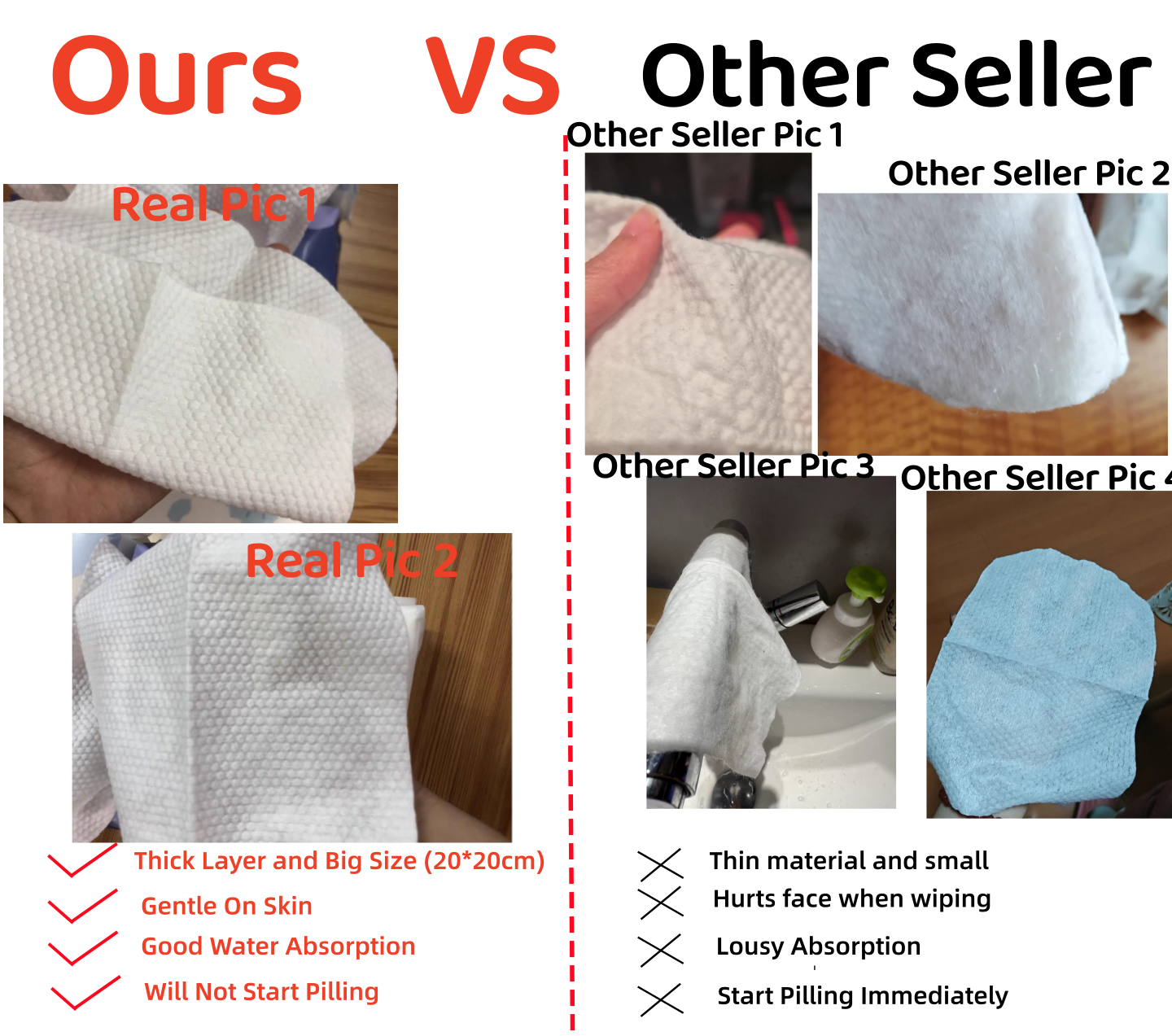 <Premium Cotton> Disposable Facial Towel, Makeup Remover Tissue, Towel, Large and Thick wipes