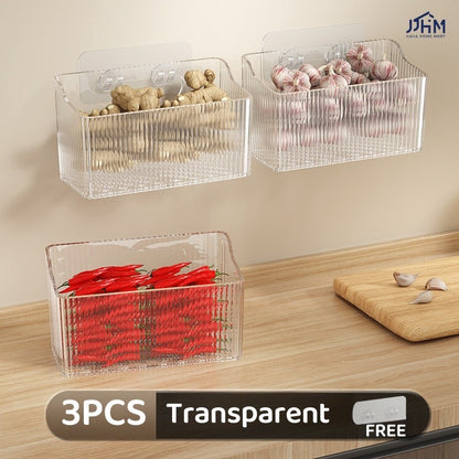 Ginger Onion Garlic Storage Basket Kitchen Wall Mounted Basket Organizer Refrigerator Side Door Storage Box Hanging