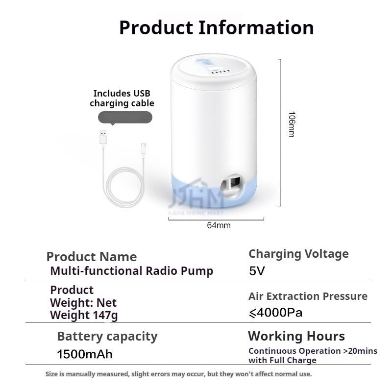 <Wireless> Chargeable Portable Electric Pump Vacuum Storage Bag vacuum sealer bag Travel Vacuum Bag compress Mini Storage Bag Vacuum Bag Pump