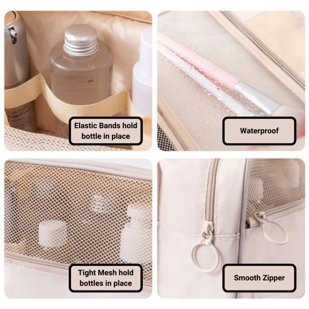 Foldable toiletry travel bag hanger bag high quality water proof pouch makeup organizer upgrade size