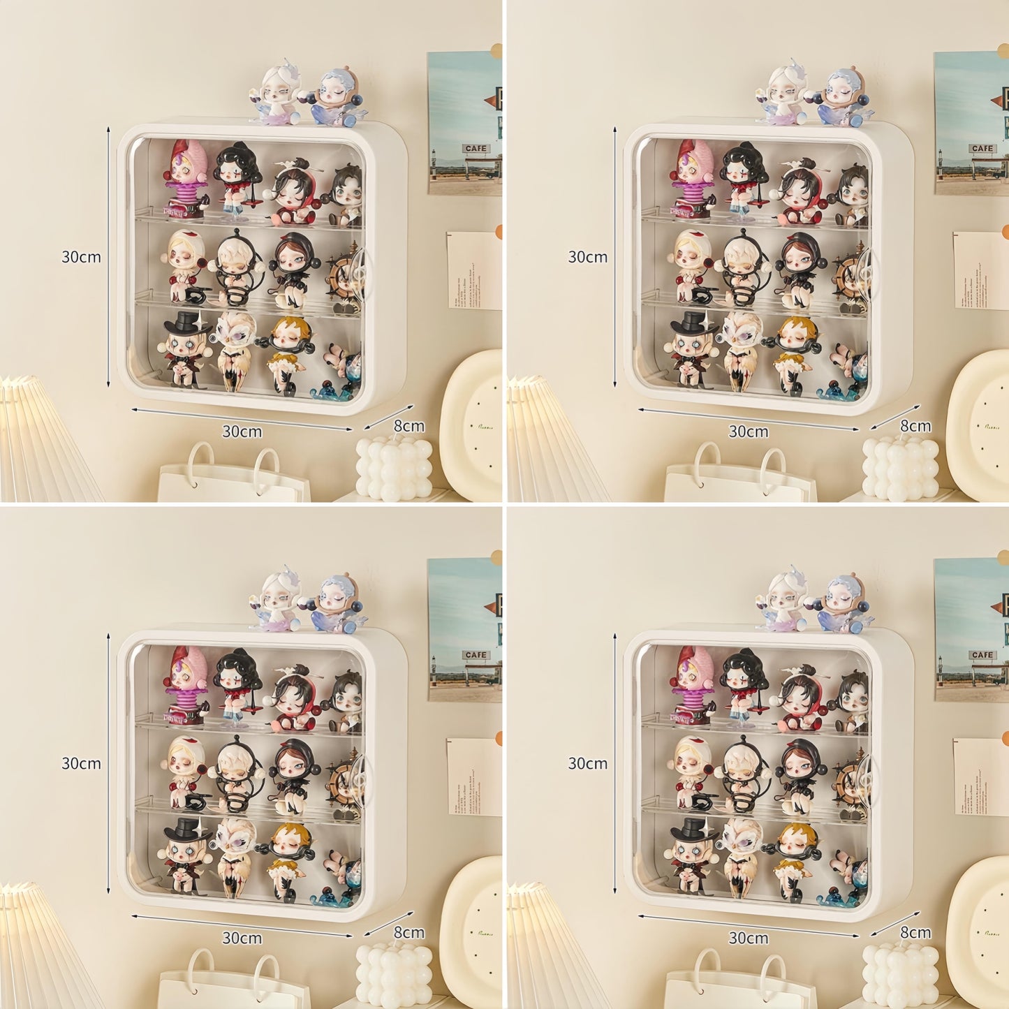 Doll Toy Display Storage Box Wall-Mounted Magnetic Transparent Dustproof Cabinet Organizer Display Case