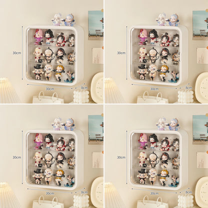 Doll Toy Display Storage Box Wall-Mounted Magnetic Transparent Dustproof Cabinet Organizer Display Case