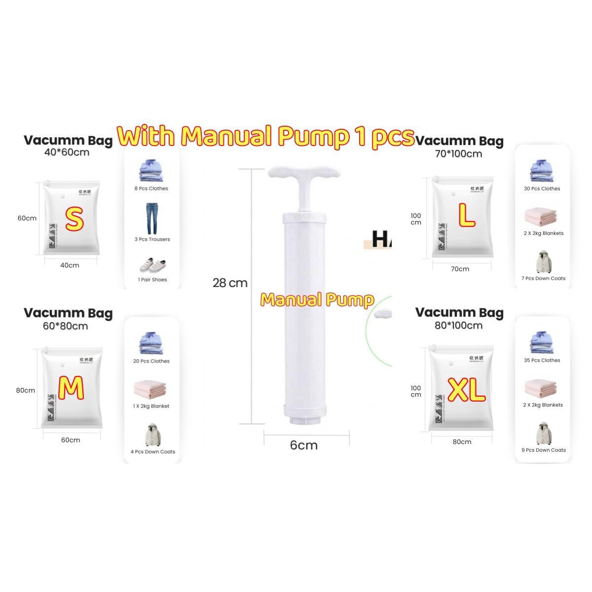 <Thicken PVC> Vacuum Storage Bag vacuum sealer bag Travel Vacuum Bag compress Mini Storage Bag Vacuum Bag Pump Travel Compressed Bag Mini Vacuum Sealer Machine