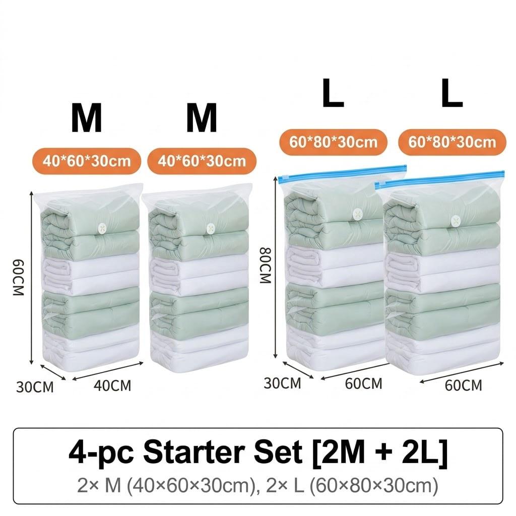 <Pumpless> Vacuum Bag Compression Bag No Need Pump Reusable Travel Clothes Storage Bag Seal Bags
