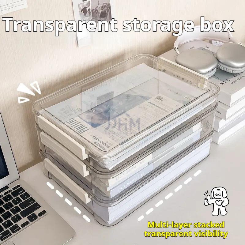 <Buy 3 Get 1 Free> A4 Acrylic Document Storage Tray Storage Box Transparent File Organizer Desktop Organization