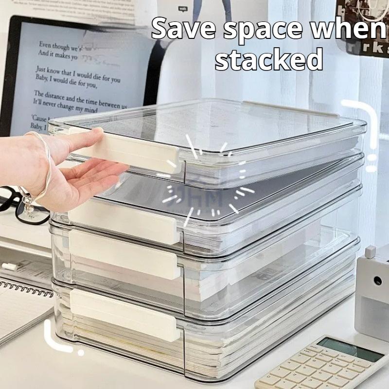 <Buy 3 Get 1 Free> A4 Acrylic Document Storage Tray Storage Box Transparent File Organizer Desktop Organization