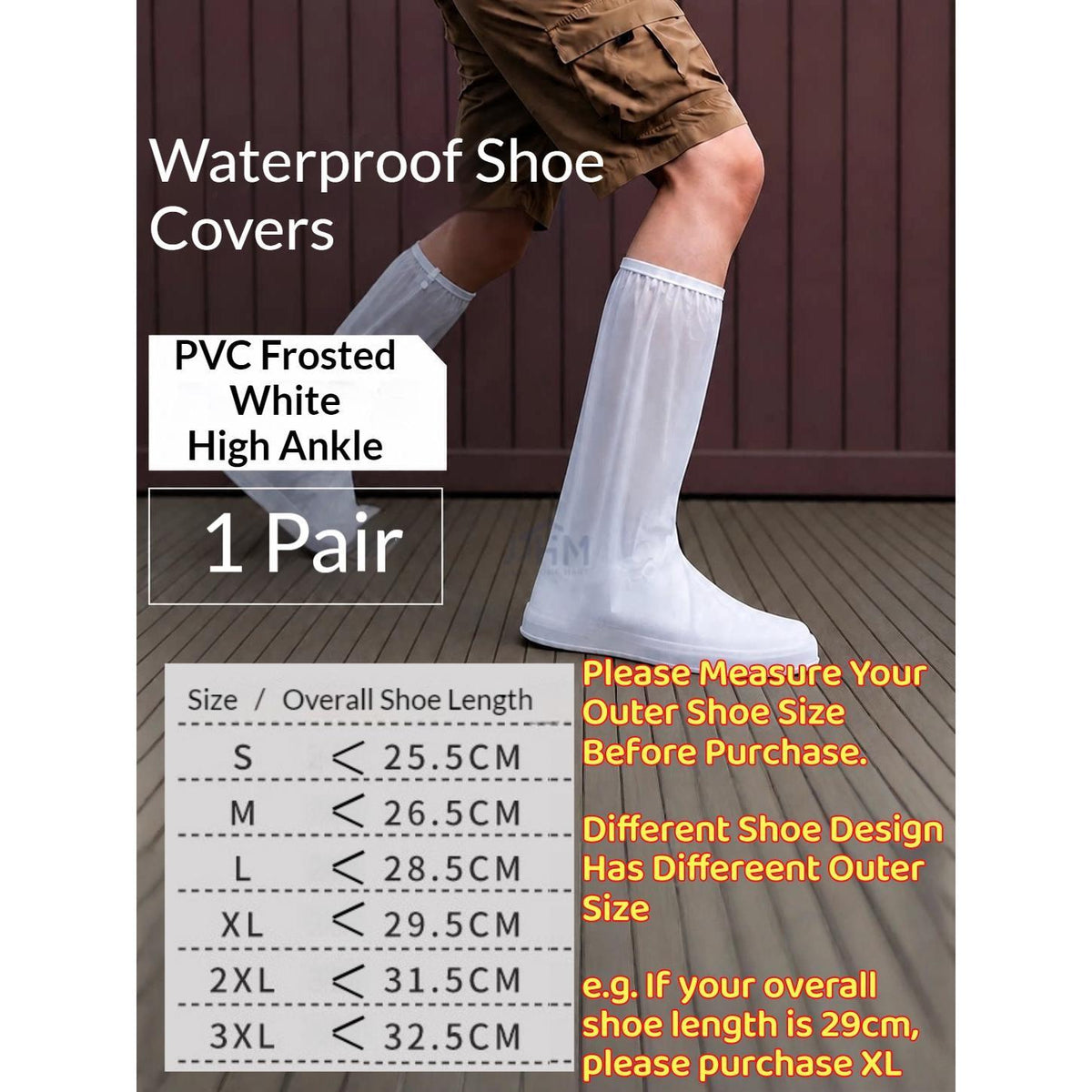 【SG Seller】 Rain Boot Outdoor Walking Travel Reusable Anti-Slip Durable PVC Waterproof Rain Shoes Cover
