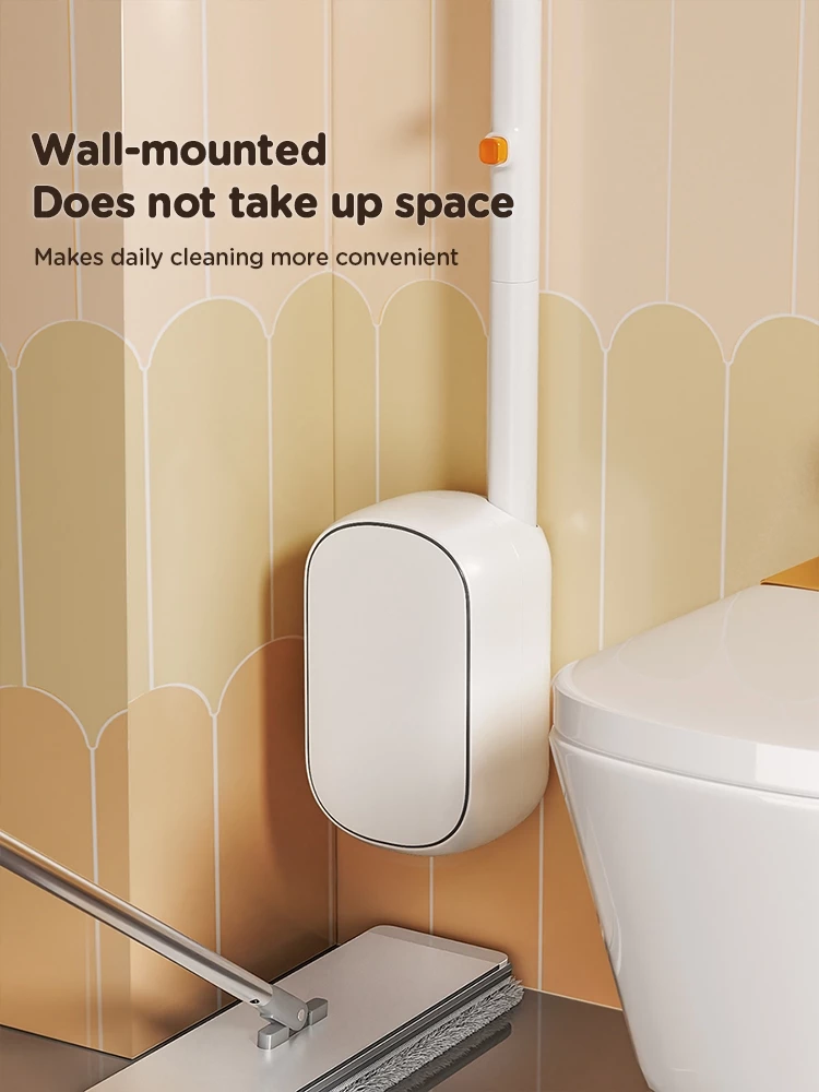 Disposable Toilet Brush Set Wall-Mounted Full Coverage 360°Clean Quick-Release Head SwapComes with bracket and interchangeable head