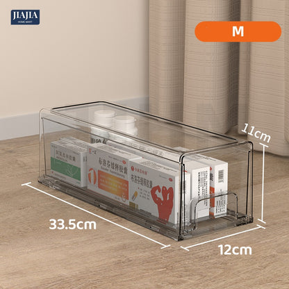 <Buy 3 Free 1> Premium Acrylic Medicine box family drawer type large capacity multi-layerem ergency First Aid Box Kit Japanese house