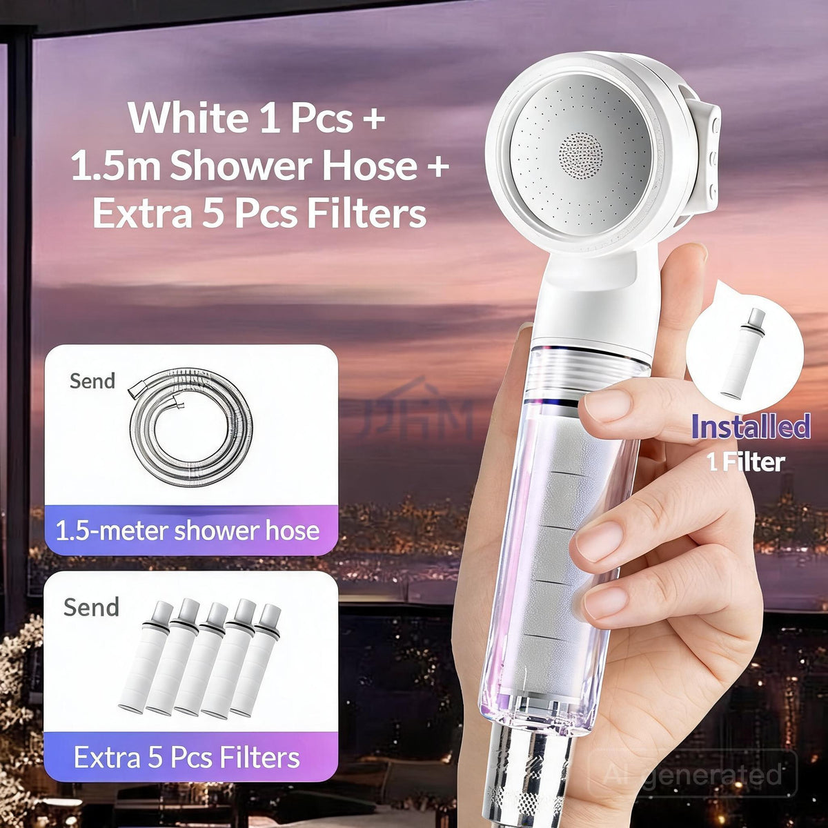 [SG Ready Stock] Portable Filter Shower Head 3 Modes High Pressure Water Saving Shower Cartridges Travel Shower Head