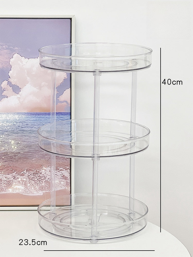 360 Degree Rotating Fashion Acrylic Transparent Cosmetic Storage Box Desktop Dressing Table