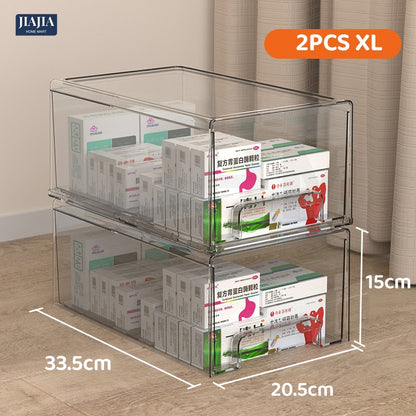 <Buy 3 Free 1> Premium Acrylic Medicine box family drawer type large capacity multi-layerem ergency First Aid Box Kit Japanese house