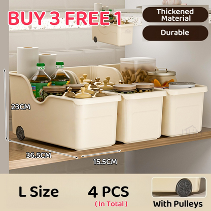 [BUY 3 FREE 1]Japanese kitchen storage box sundries cabinet organize pots and pans seasonings pot lid rack sink basket with rollers