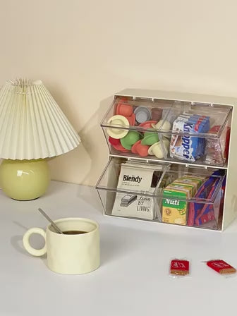 Coffee Capsule Holder Tea bag Organizer Pantry  Acrylic Teabag Storage Box Coffee Rack Stationery Holder Desktop
