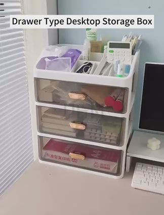 4 Tier Desktop Organiser Stationery Drawer Desk Organizer Makeup Storage Box Dressing Table Cosmetic Storage Box
