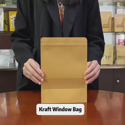 SG Kraft Window Bag | Matte Food Grade Zipper Pouch | Resealable Food Pouch | Ziplock | Party Gift Kraft Zipper Bag for Food | Food Storage Bag | Reusable Bag | Zip Bag