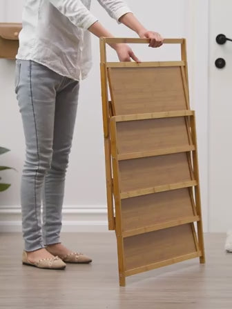 Installation Free Foldable Bamboo Shoe Rack Storage Shelves Organization