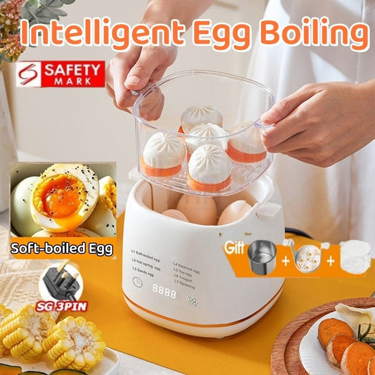 NDD [Sg Seller]Egg with Steamer 7 Mode Intelligent Egg Boiler Egg Steamer Automatic Power Off Hard Boiled Egg Breakfast