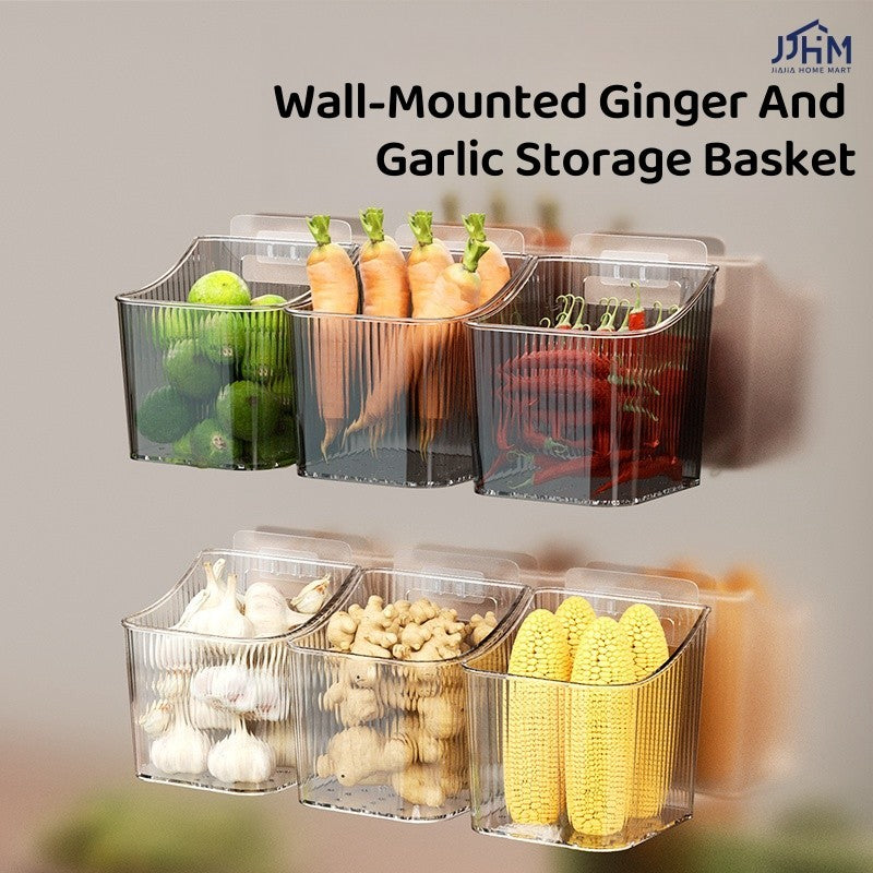 Ginger Onion Garlic Storage Basket Kitchen Wall Mounted Basket Organizer Refrigerator Side Door Storage Box Hanging