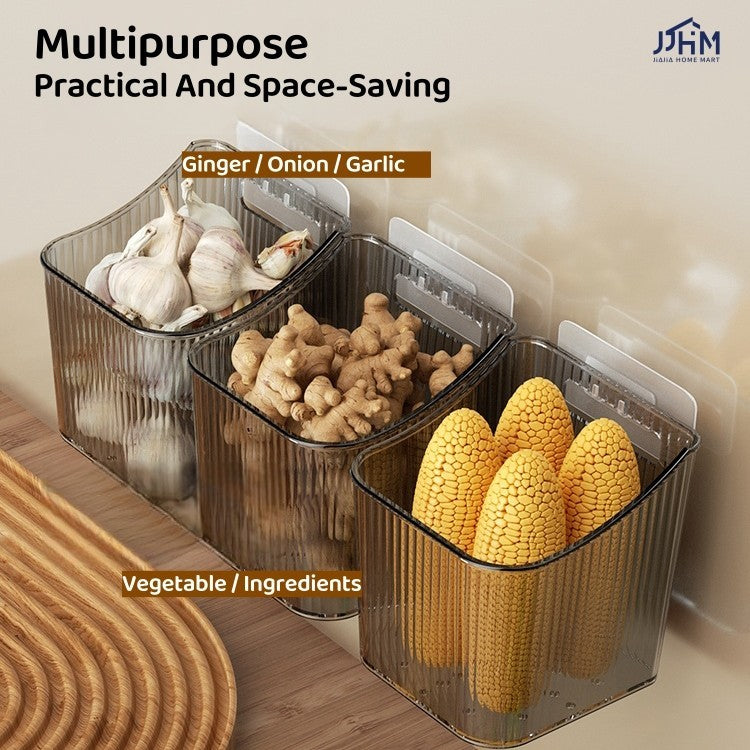 Ginger Onion Garlic Storage Basket Kitchen Wall Mounted Basket Organizer Refrigerator Side Door Storage Box Hanging