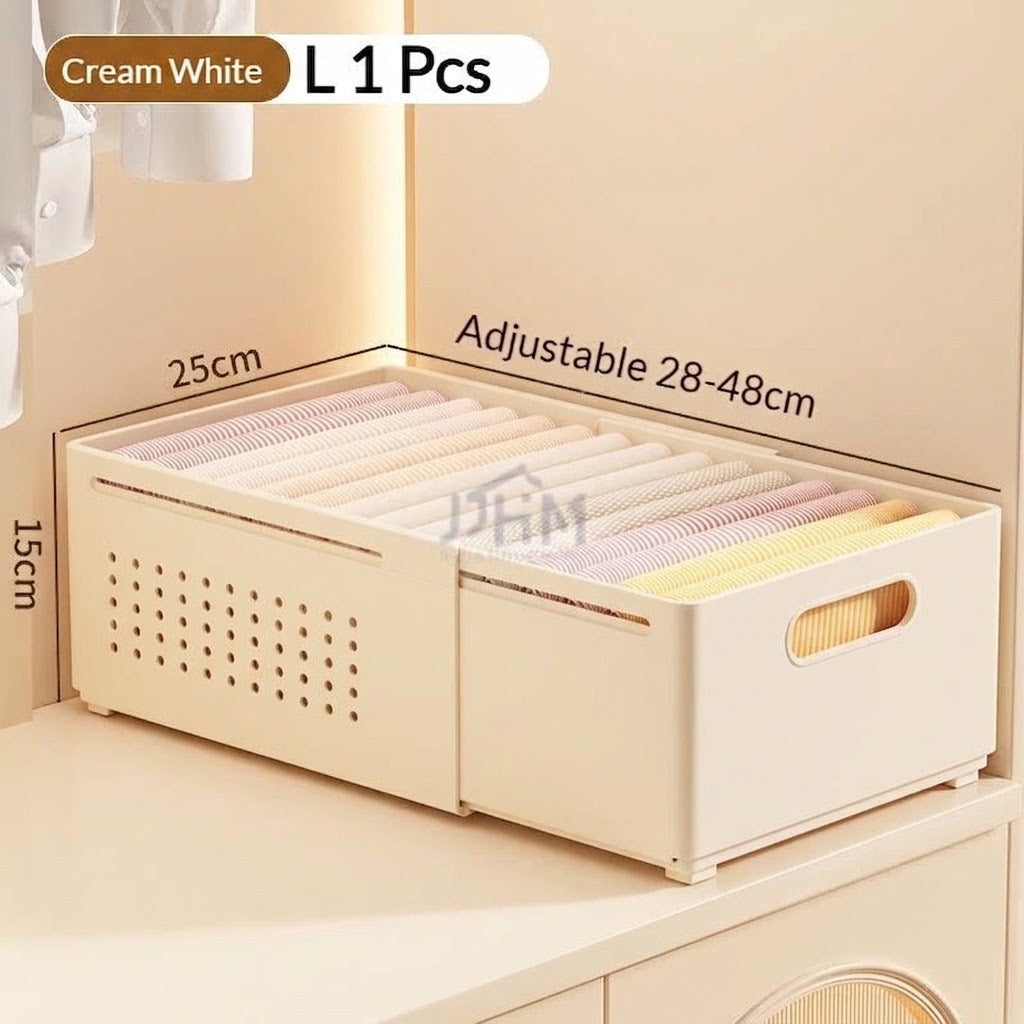 Retractable Wardrobe Storage Box for Clothes Bed Sheet Foldable Stackable Plastic Organization Socks Bra Underwear