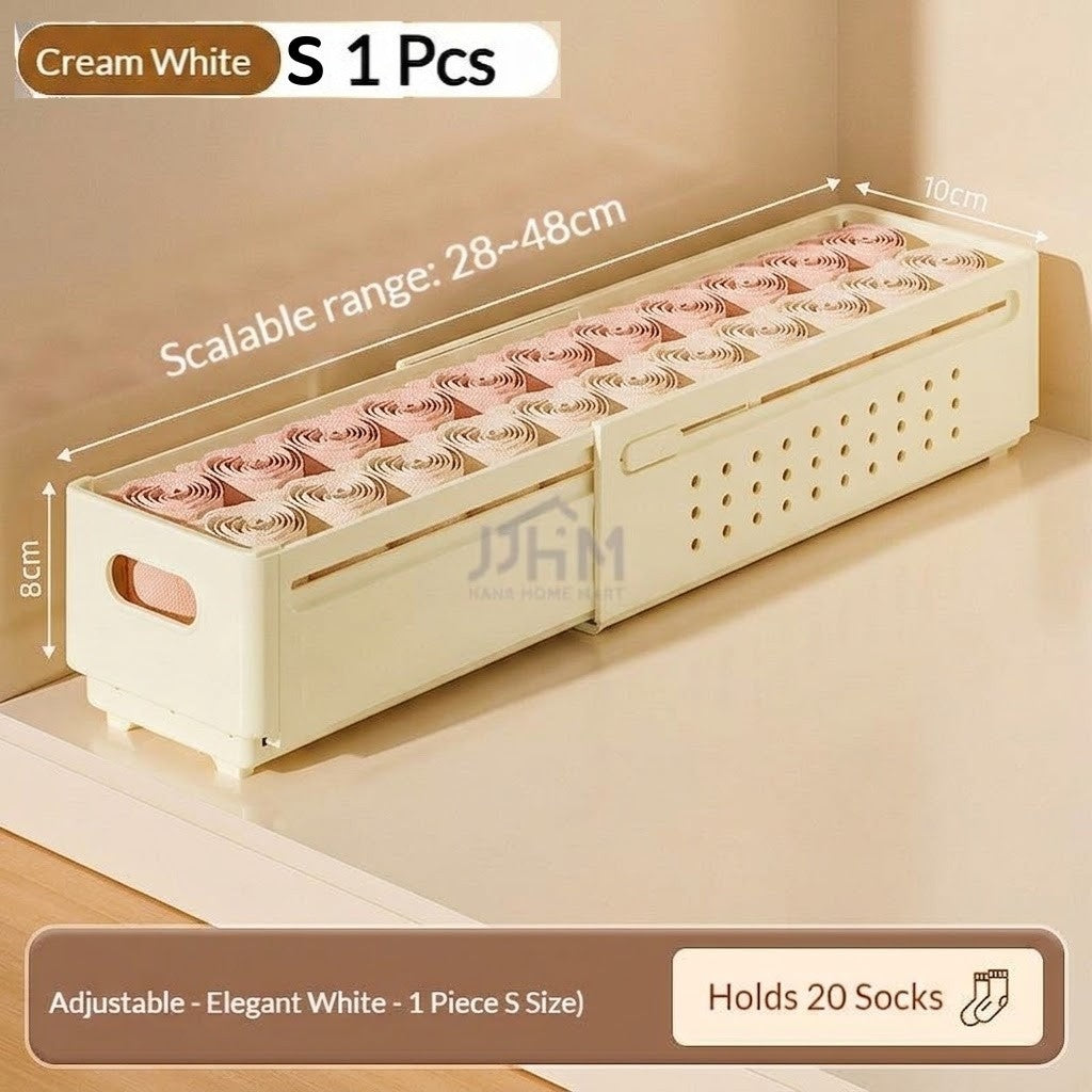 Retractable Wardrobe Storage Box for Clothes Bed Sheet Foldable Stackable Plastic Organization Socks Bra Underwear