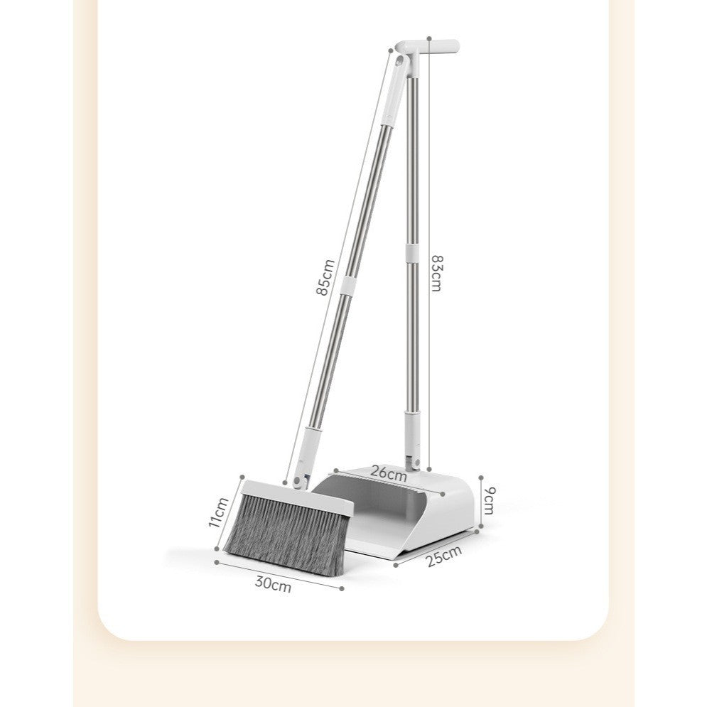 <Harden Steel> Premium Rotatable Broom and Wind Proof Dust Pan with Broom Comb Broom Set Non-Stick Broom Magic Wiper Set