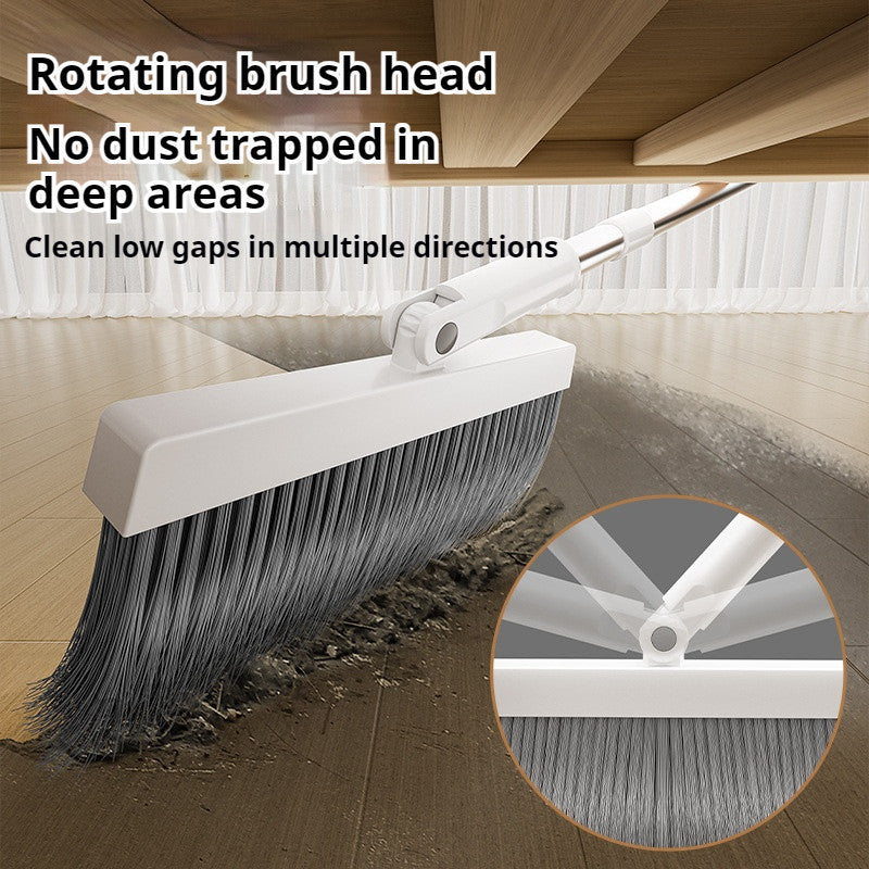 <Harden Steel> Premium Rotatable Broom and Wind Proof Dust Pan with Broom Comb Broom Set Non-Stick Broom Magic Wiper Set