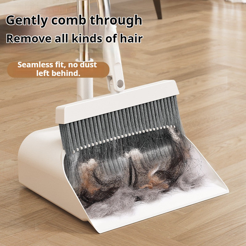 <Harden Steel> Premium Rotatable Broom and Wind Proof Dust Pan with Broom Comb Broom Set Non-Stick Broom Magic Wiper Set