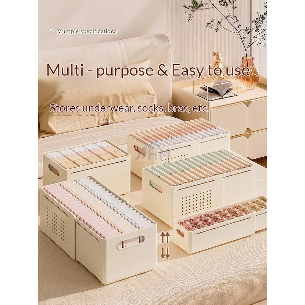 Retractable Wardrobe Storage Box for Clothes Bed Sheet Foldable Stackable Plastic Organization Socks Bra Underwear