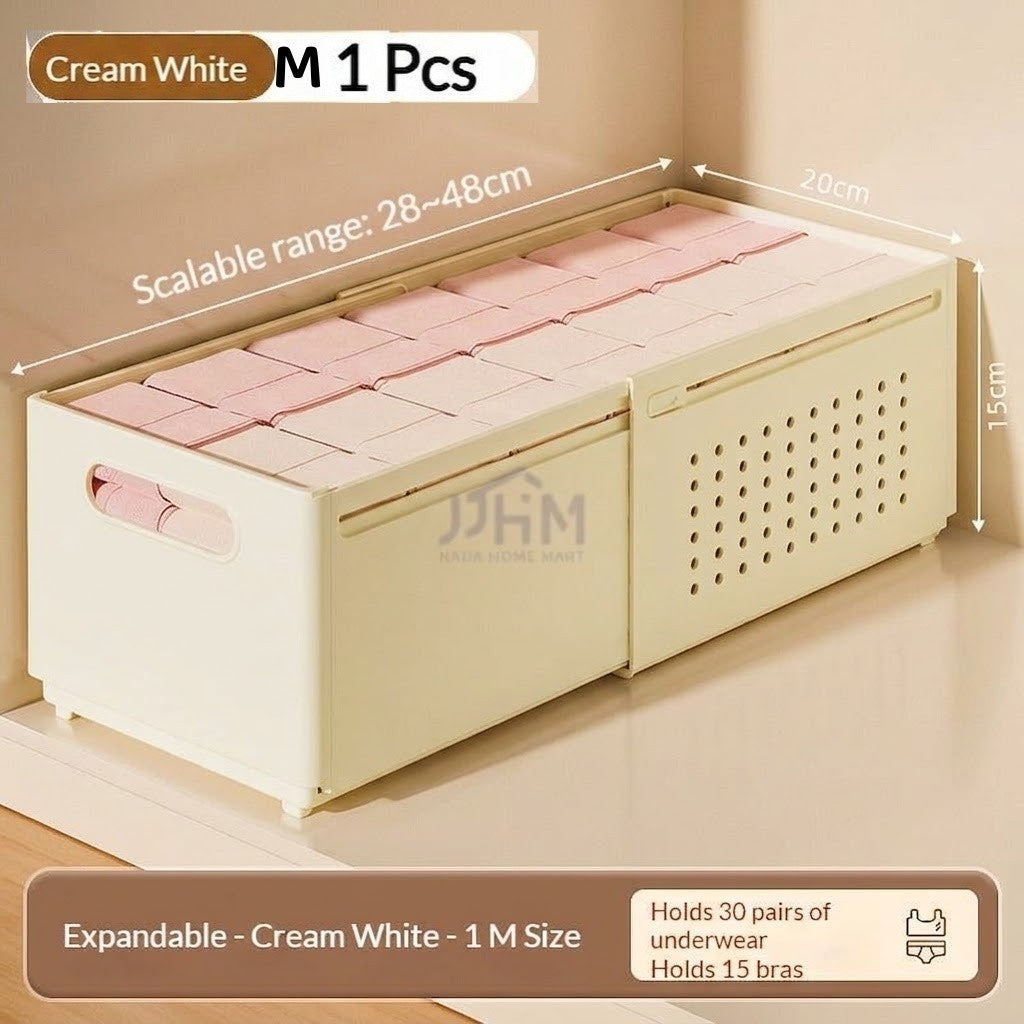 Retractable Wardrobe Storage Box for Clothes Bed Sheet Foldable Stackable Plastic Organization Socks Bra Underwear