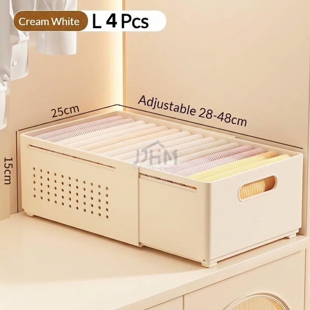 Retractable Wardrobe Storage Box for Clothes Bed Sheet Foldable Stackable Plastic Organization Socks Bra Underwear