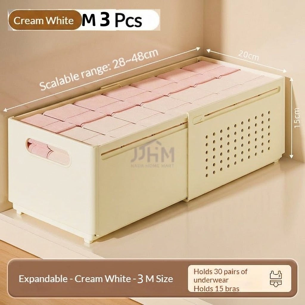 Retractable Wardrobe Storage Box for Clothes Bed Sheet Foldable Stackable Plastic Organization Socks Bra Underwear