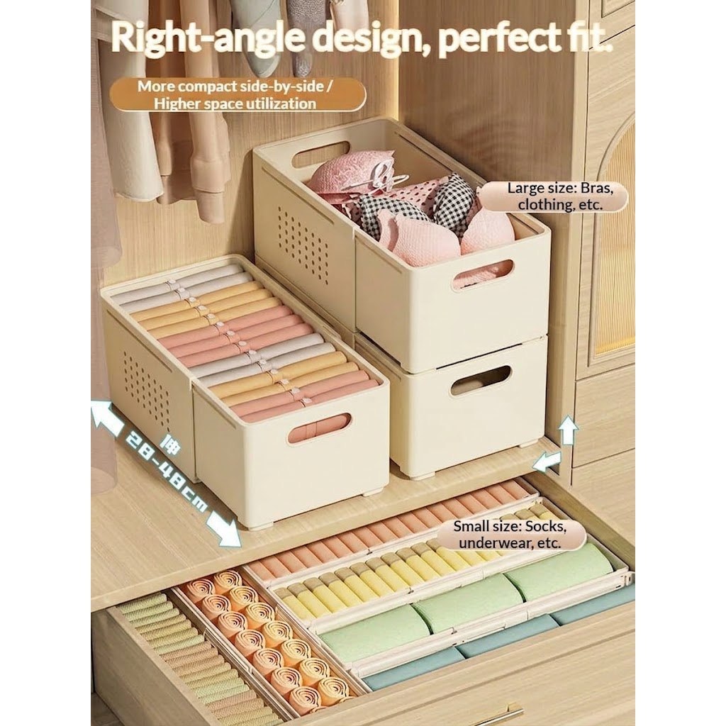Retractable Wardrobe Storage Box for Clothes Bed Sheet Foldable Stackable Plastic Organization Socks Bra Underwear