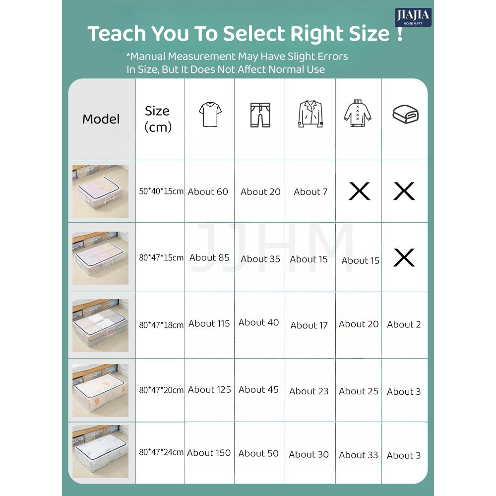 <Buy 5 Free 1> SG Seller Transparent Thickened folding bed bottom steel frame box fabric quilt storage large toy clothes