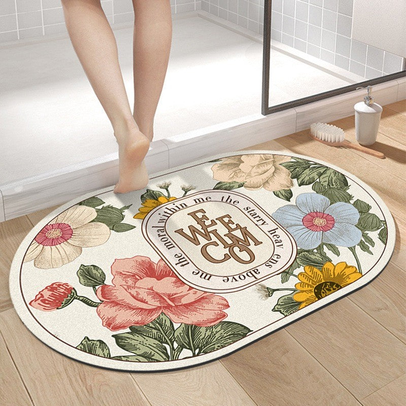 SG IN STOCK Diatom Mud Absorbent Pad Toilet Floor Quick-Drying Mat Non-slip Bathroom floor mat - Super Water Absorbent