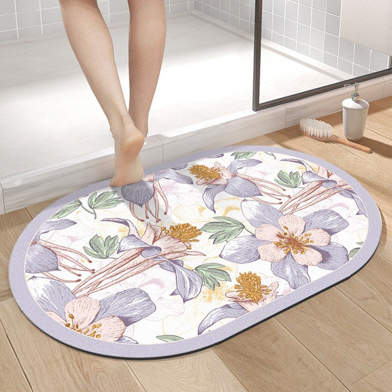 SG IN STOCK Diatom Mud Absorbent Pad Toilet Floor Quick-Drying Mat Non-slip Bathroom floor mat - Super Water Absorbent