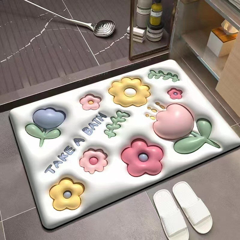 SG IN STOCK Diatom Mud Absorbent Pad Toilet Floor Quick-Drying Mat Non-slip Bathroom floor mat - Super Water Absorbent