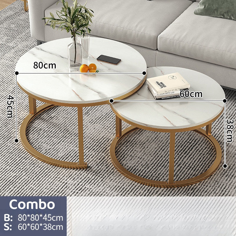 The Furniture Store 2 in 1 Nordic Coffee Table Modern Living Room Table Twin 2pcs Set Round Table