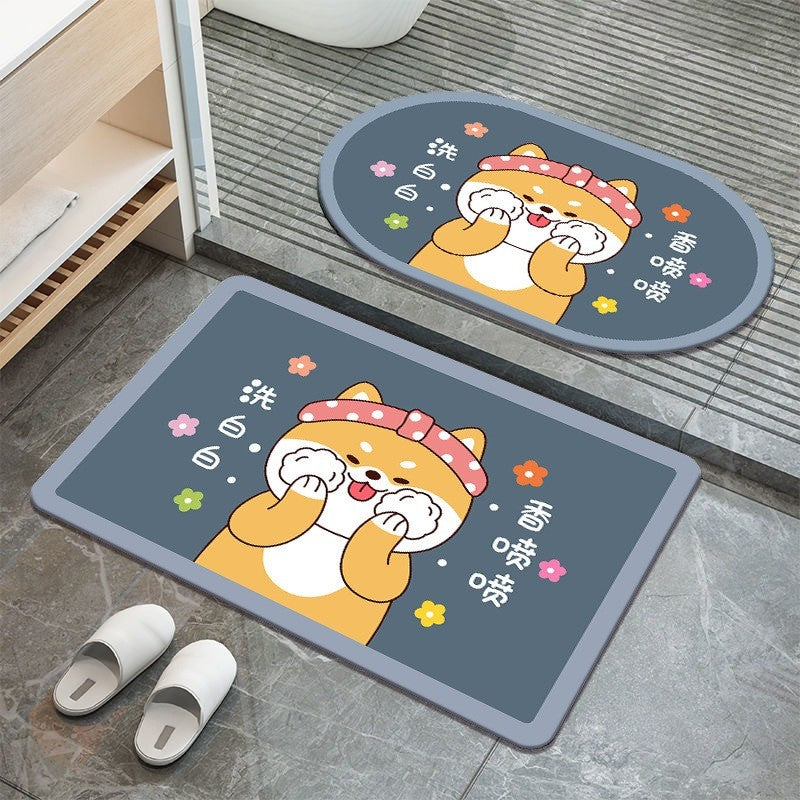 SG IN STOCK Diatom Mud Absorbent Pad Toilet Floor Quick-Drying Mat Non-slip Bathroom floor mat - Super Water Absorbent