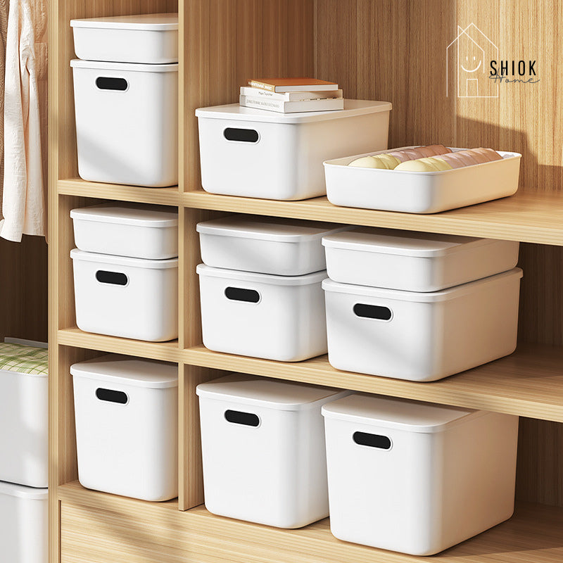 Ready Stock Stackable Storage Box Dustproof With Lid Makeup Toys Home Cabinet Organizer Kitchen Sorting Container