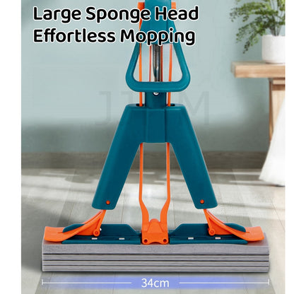 Enlarge 34cm Sponge Mop Quick Dry Head Free Hand wash Folding Water-Absorbent Squeeze Dry Rubber Mop