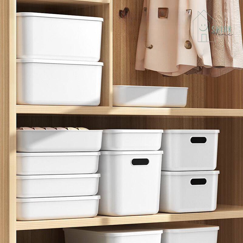 Ready Stock Stackable Storage Box Dustproof With Lid Makeup Toys Home Cabinet Organizer Kitchen Sorting Container