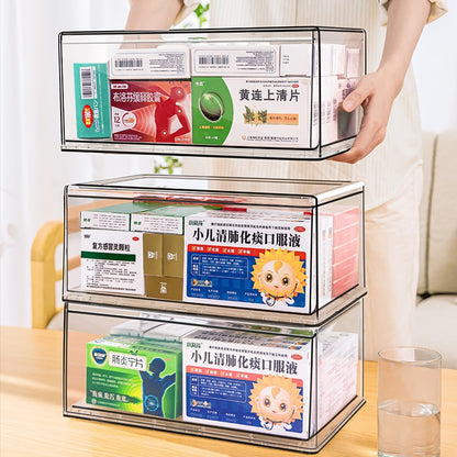 <Buy 3 Free 1> Premium Acrylic Medicine box family drawer type large capacity multi-layerem ergency First Aid Box Kit Japanese house