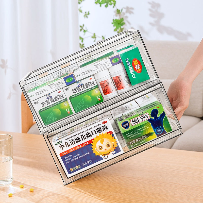 <Premium Acrylic> Medicine box family drawer type large capacity multi-layerem ergency First Aid Box Kit Japanese house